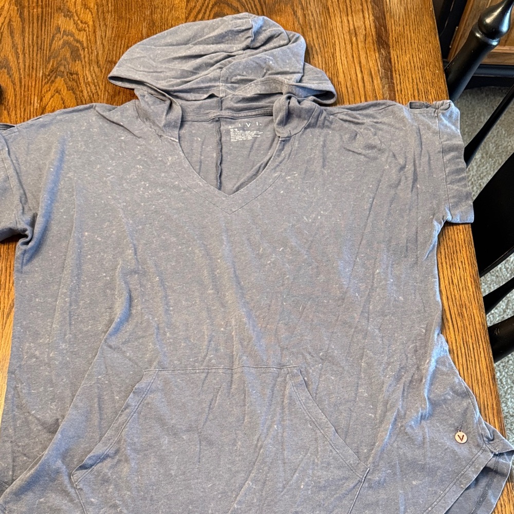 Gray V-Neck Hoodie Top Livi Women’s top
